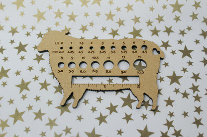 Sheep Knitting Needle gauge, small needle gauge. cute sheep needle gauge for knitting needles. All sizes 2" needle knitting gauge