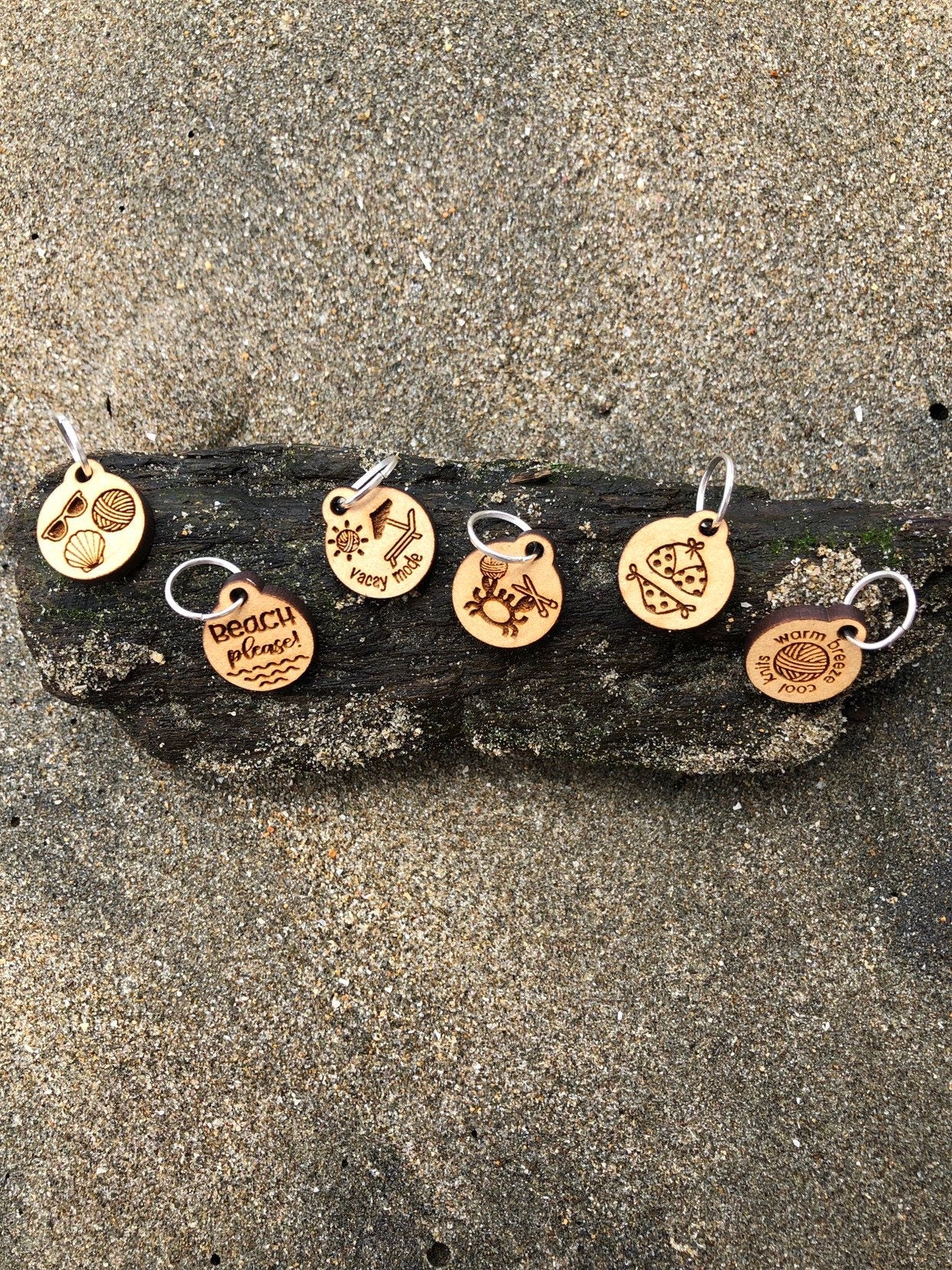 Knits on Vacay Knitting or crochet Stitch markers set, summer stitch markers, crochet clasp marker, progress keepers