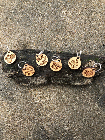 Knits on Vacay Knitting or crochet Stitch markers set, summer stitch markers, crochet clasp marker, progress keepers