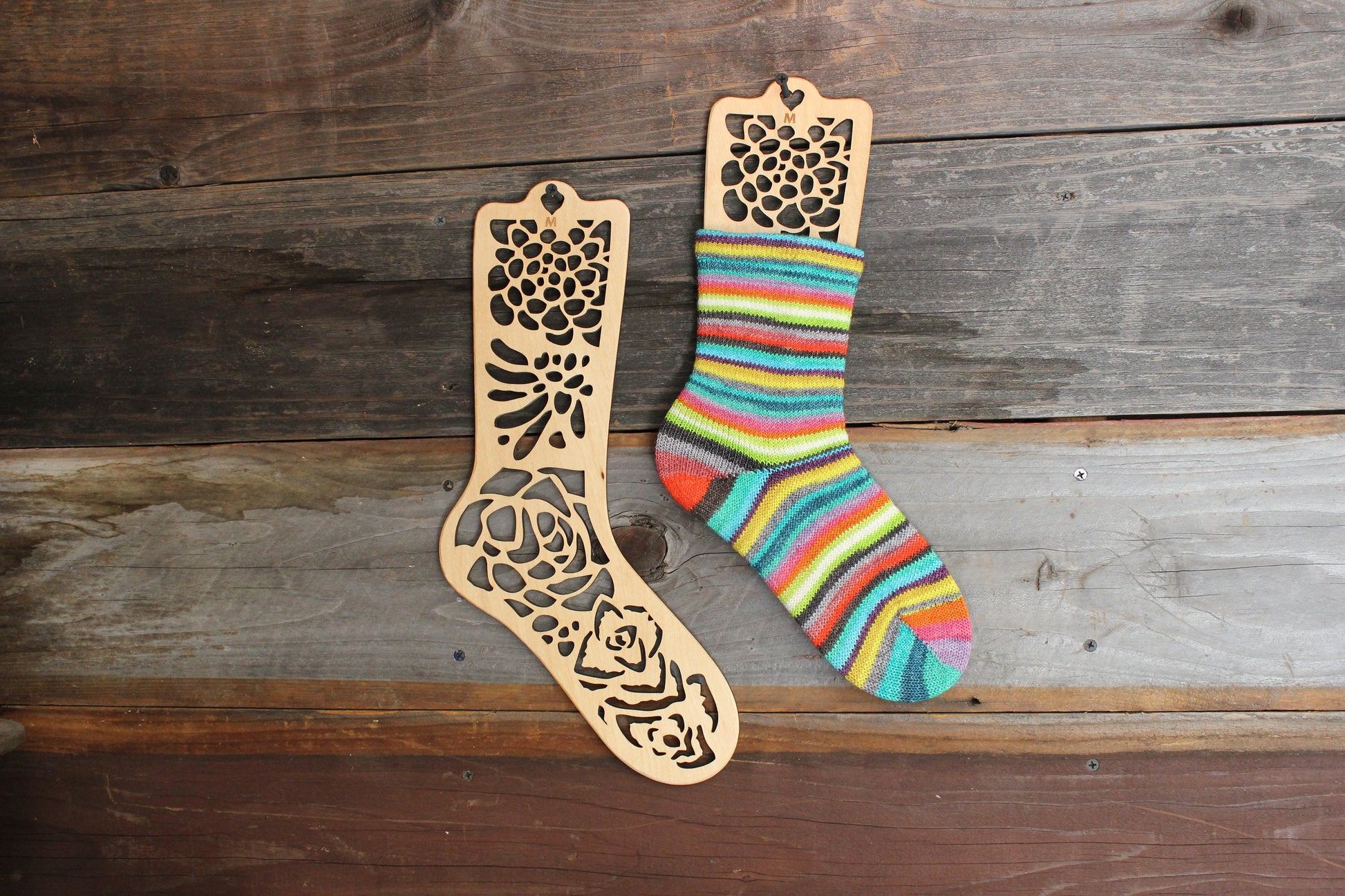 Owl Sock Blockers, Baltic Birch Owl Design Wood Sock blockers, pair of blockers for knitting socks. S, M, L sizes. Wood sock form