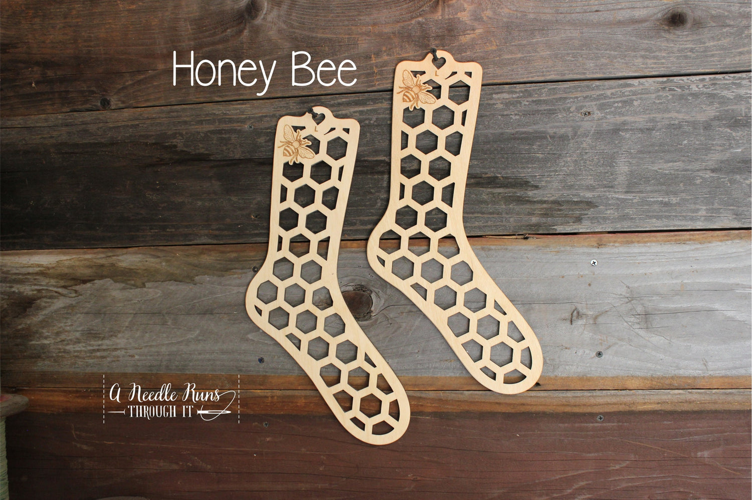 Bee Sock Blockers, Baltic Birch Honey Bee Design Wood Sock blockers, pair of blockers for knitting socks. S, M, L sizes. Wood sock form