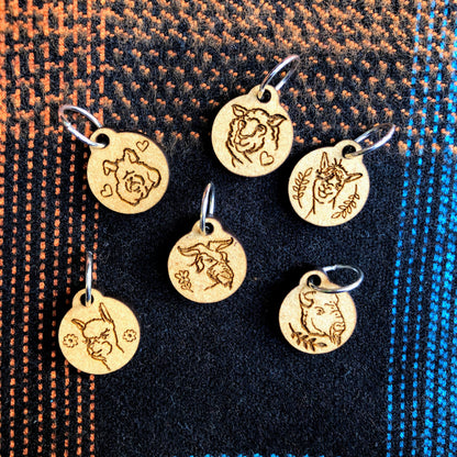 Fiber Friends stitch marker set, knitter gift,snag free stitch markers, sheep, llama, alpaca, buffalo, bunny, goat.Crochet progress keepers