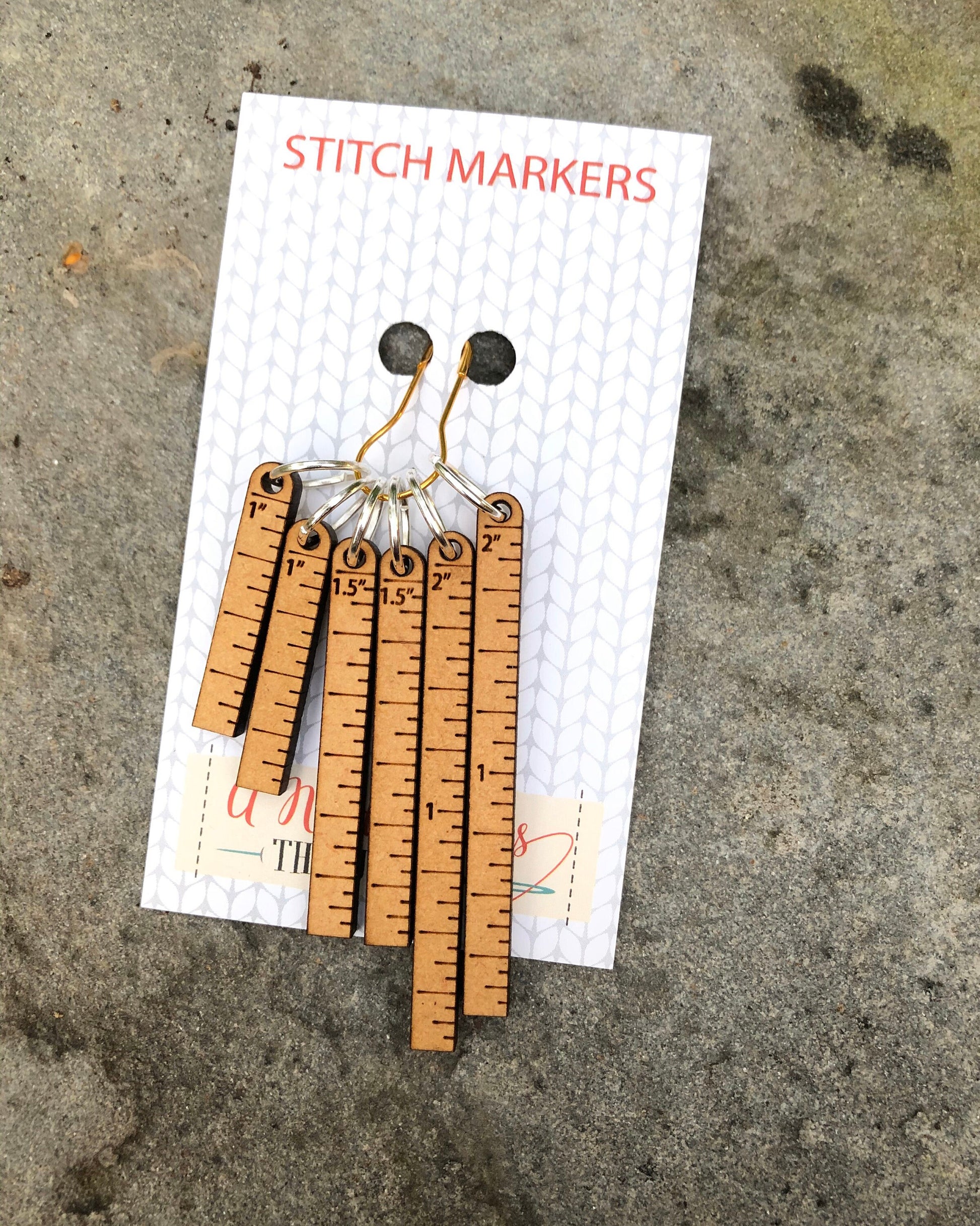 Little rulers Stitch markers set, knitter gift, snag free stitch markers, ruler progress keepers. One, one and a half and 2 inch ruler set