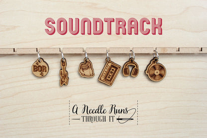 Soundtrack Knitalong Stitch marker set, snag free markers, Olive Knits knitalong stitch marker set, 4 day kal, music stitch markers