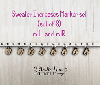 Sweater Increase stitch markers Helpful Stitch Markers,make one left, make one right helpful stitch markers. Knitalong stitch markers set