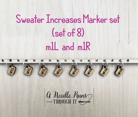 Sweater Increase stitch markers Helpful Stitch Markers,make one left, make one right helpful stitch markers. Knitalong stitch markers set