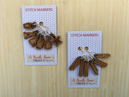 Hamilton Inspired Stitch Marker Set for knitting and crochet, musical inspired knitting markers. Rise Up