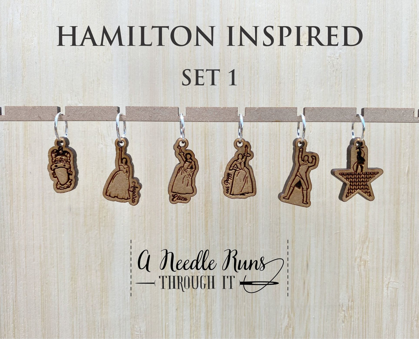 Hamilton Inspired Stitch Marker Set for knitting and crochet, musical inspired knitting markers. Rise Up