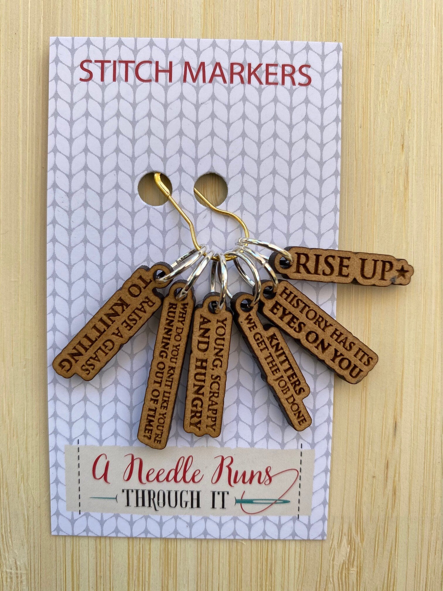 Hamilton Inspired Stitch Marker Set for knitting and crochet, musical inspired knitting markers. Rise Up