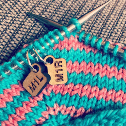 Sweater Increase stitch markers Helpful Stitch Markers,make one left, make one right helpful stitch markers. Knitalong stitch markers set