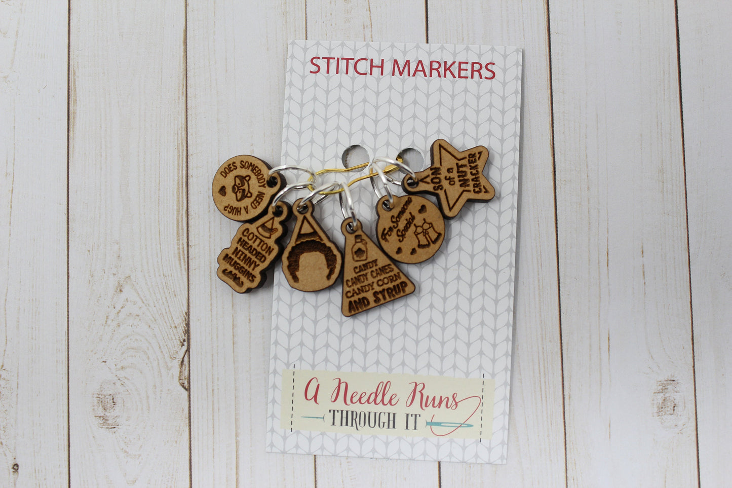 Elf inspired knitting stitch markers set, Christmas knitting marker set, Crochet Progress Keepers. Holiday knitting stitch markers