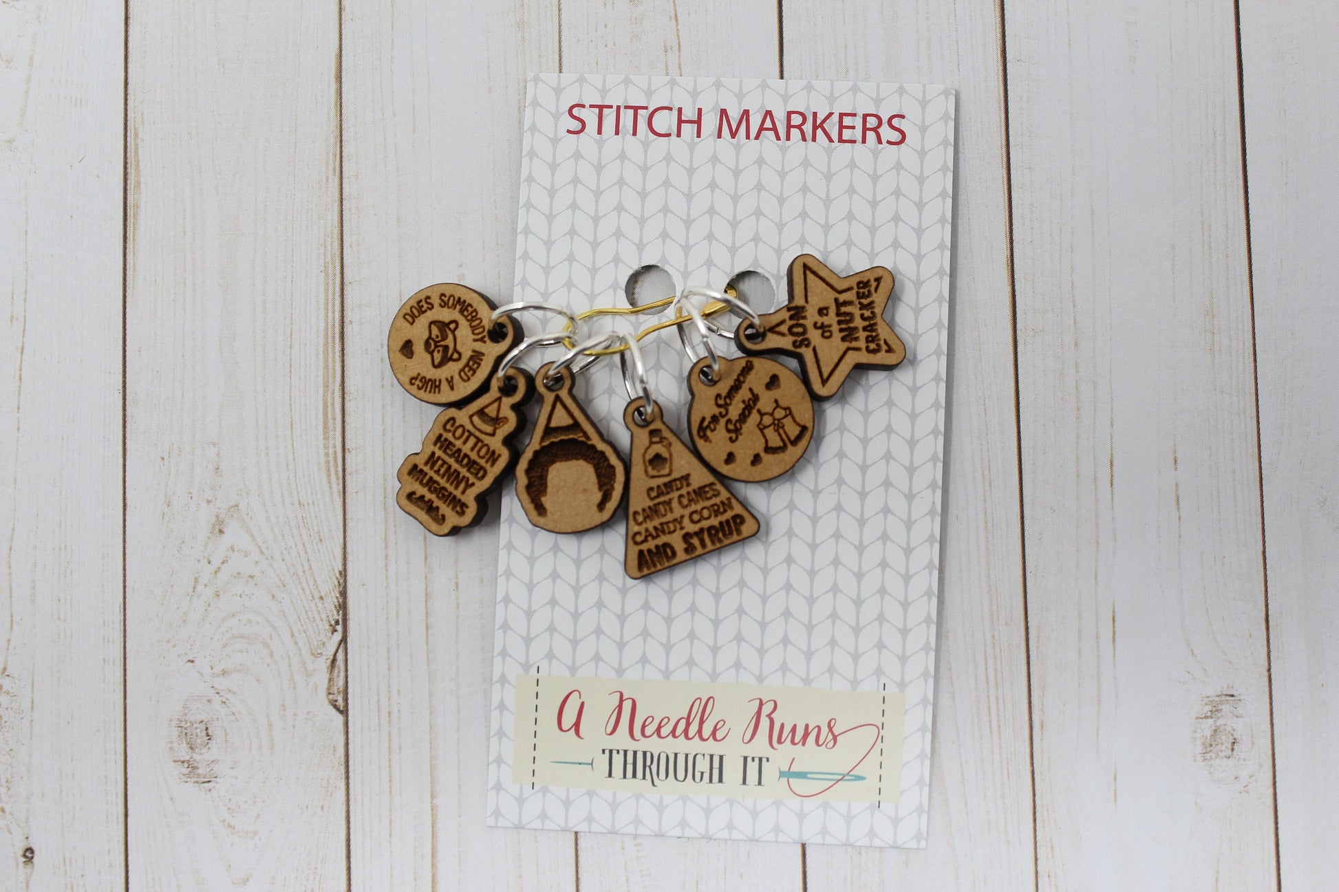Elf inspired knitting stitch markers set, Christmas knitting marker set, Crochet Progress Keepers. Holiday knitting stitch markers