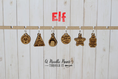 Elf inspired knitting stitch markers set, Christmas knitting marker set, Crochet Progress Keepers. Holiday knitting stitch markers