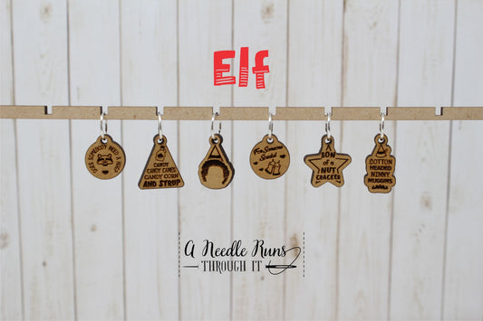 Elf inspired knitting stitch markers set, Christmas knitting marker set, Crochet Progress Keepers. Holiday knitting stitch markers