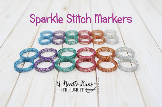 Sparkle rings stitch marker set for Large needles, Stitch markers for knitting, Tin of knitting markers. Sparkle Markers for large needles