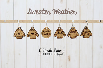 Sweater Weather stitch marker set, snag free stitch markers, st markers for knitting, cute sweater knitting markers, crochet progress keeper