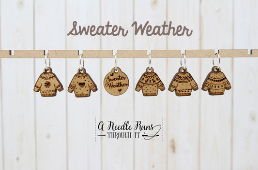 Sweater Weather stitch marker set, snag free stitch markers, st markers for knitting, cute sweater knitting markers, crochet progress keeper