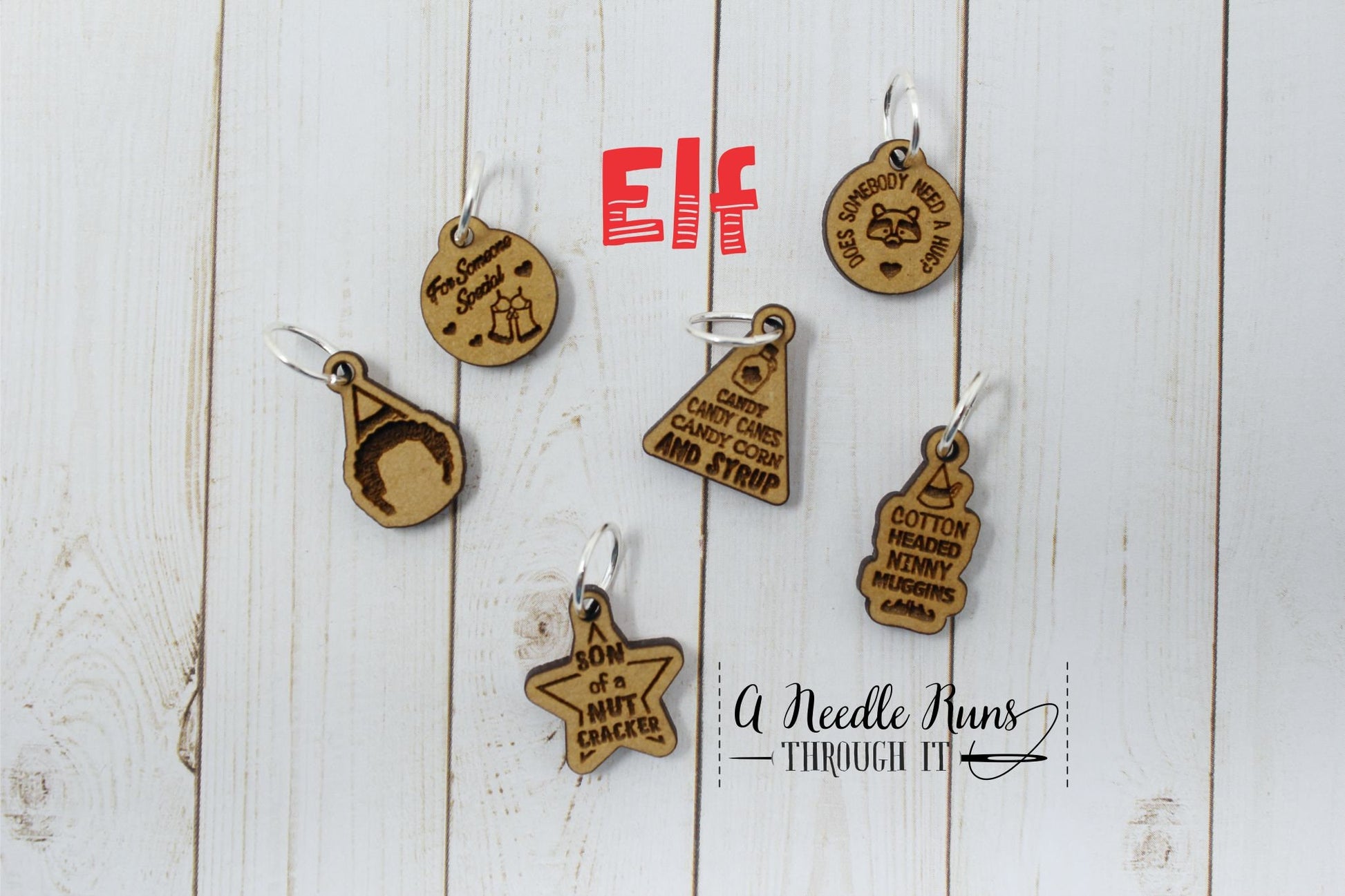 Elf inspired knitting stitch markers set, Christmas knitting marker set, Crochet Progress Keepers. Holiday knitting stitch markers