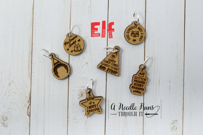 Elf inspired knitting stitch markers set, Christmas knitting marker set, Crochet Progress Keepers. Holiday knitting stitch markers