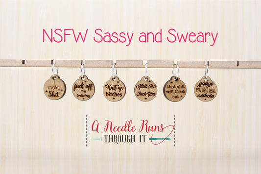 Sassy & Sweary NSFW (not safe for work) Stitch Markers for Knitting or crochet, Sweary stitch Markers for Knitting. Sassy Progress Keepers