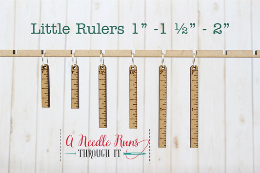 Little rulers Stitch markers set, knitter gift, snag free stitch markers, ruler progress keepers. One, one and a half and 2 inch ruler set