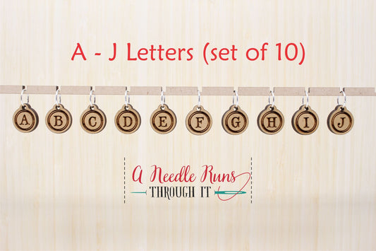 A through J letters Stitch markers. Winters Beach Cardi stitch marker set. letter stitch markers for Knitting and Crochet. Clasp markers