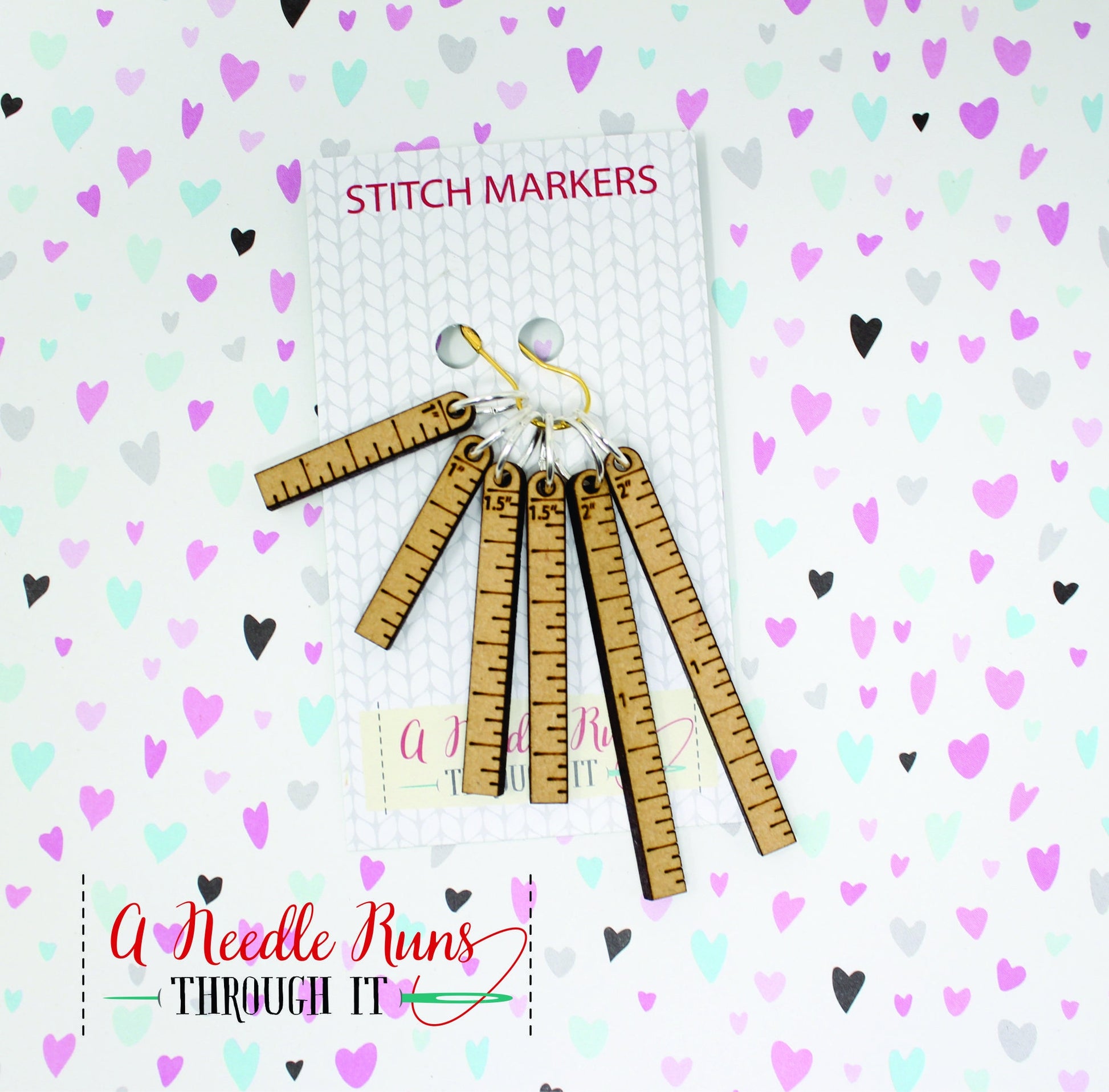 Little rulers Stitch markers set, knitter gift, snag free stitch markers, ruler progress keepers. One, one and a half and 2 inch ruler set