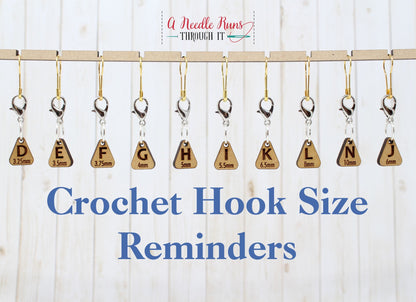 Set of 10 Crochet Hook Letter Reminder Marker Set, Removable Markers. Crochet markers with clasp. Progress keepers for crochet hooks