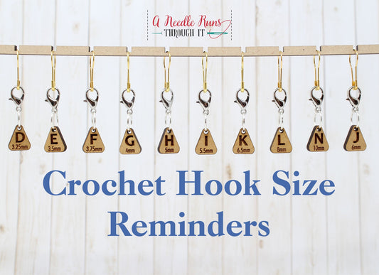 Set of 10 Crochet Hook Letter Reminder Marker Set, Removable Markers. Crochet markers with clasp. Progress keepers for crochet hooks