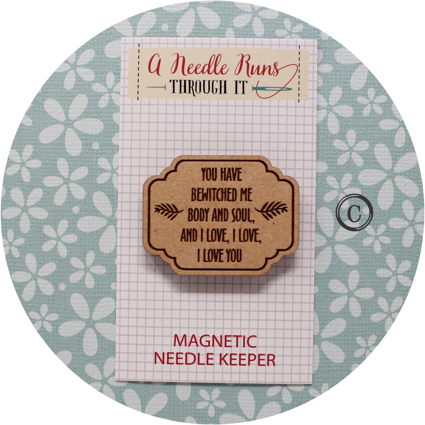 Cross Stitch Needle Minder, Pride and Prejudice Quotes, Wood Magnetic Needle Minder. Hand embroidery, Needle Keeper. Embroidery Needleminder