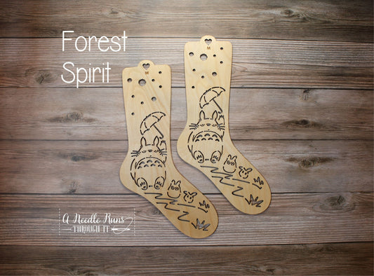 Forest Spirit Sock Blockers, Baltic Birch Forest Design Wood Sock blockers, pair of blockers for knitting socks.S, M, L sizes.Wood sock form