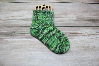 Stripes Baby Sock Blockers, Baltic Birch Stripes and hearts Wood Sock blockers, pair of blockers for knitting baby socks. Baby sock form