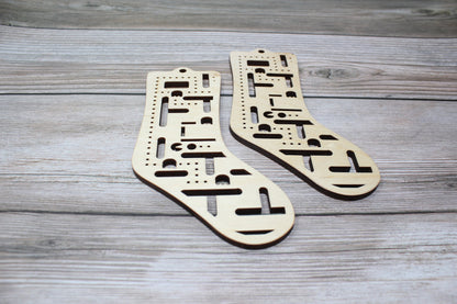 Game Baby Sock Blockers, Baltic Birch 80's game Design Wood Sock blockers, pair of blockers for knitting baby socks. Baby sock form