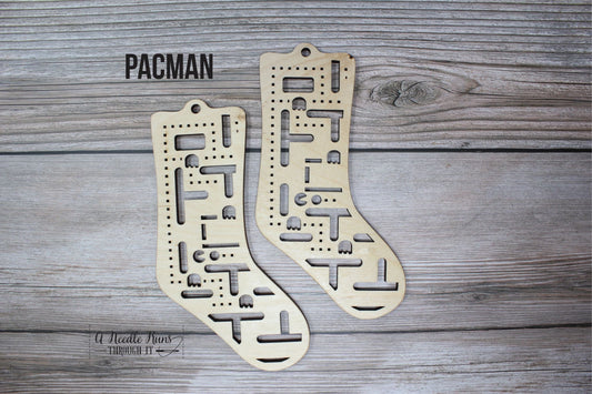 Game Baby Sock Blockers, Baltic Birch 80's game Design Wood Sock blockers, pair of blockers for knitting baby socks. Baby sock form