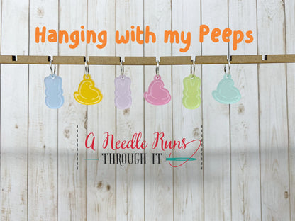 Peeps stitch markers for knitting or crochet. Progress keepers Hanging with my peeps. Easter peeps stitch markers. Cute Color Stitch markers