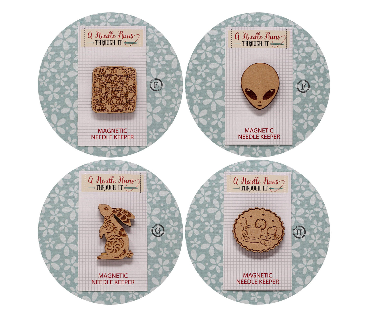 Cross Stitch Needle Minder, Cross Stitch Designs, Wood Magnetic Needleminder. Hand embroidery, Needle Keeper. Cute design needle minders