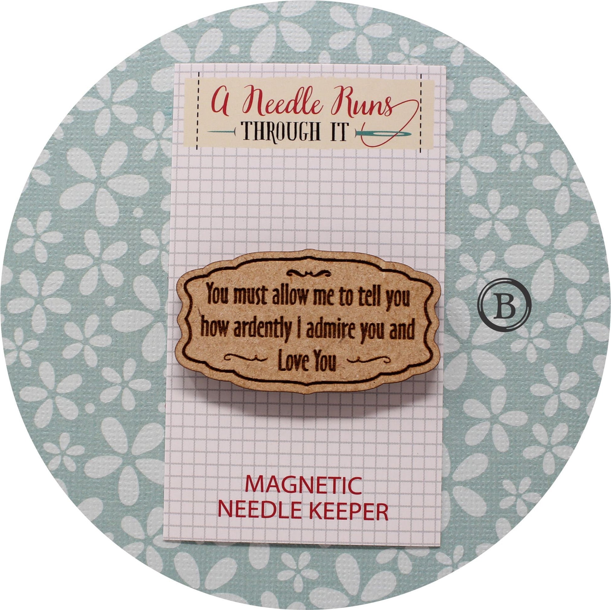 Cross Stitch Needle Minder, Pride and Prejudice Quotes, Wood Magnetic Needle Minder. Hand embroidery, Needle Keeper. Embroidery Needleminder