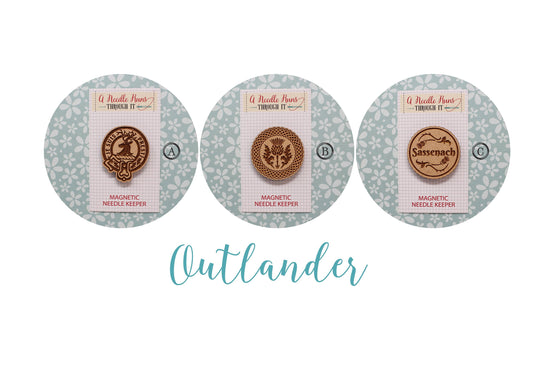 Cross Stitch Needle Minder, Outlander needleminder, Wood Magnetic Needle Minder. Hand embroidery, Needle Keeper.Needleminder cross stitch