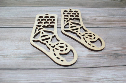 Bee Baby Sock Blockers, Baltic Birch Bee Design Wood Sock blockers, pair of blockers for knitting baby socks. Baby sock form