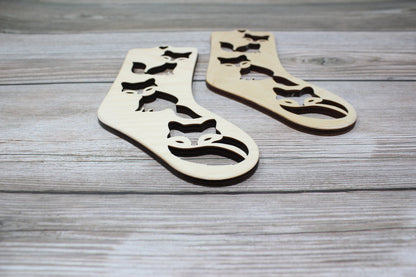 Fox Baby Sock Blockers, Baltic Birch Fox Design Wood Sock blockers, pair of blockers for knitting baby socks. Baby sock form