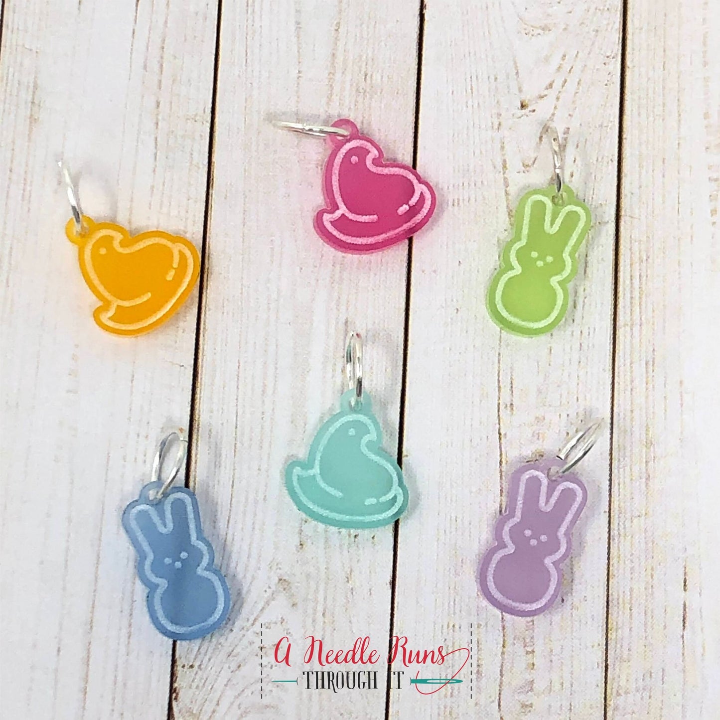 Peeps stitch markers for knitting or crochet. Progress keepers Hanging with my peeps. Easter peeps stitch markers. Cute Color Stitch markers