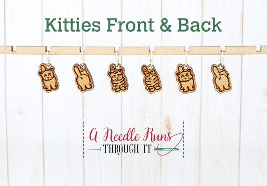 Kitties front and back Stitch markers set, sock knitter, knitter gift, snag free stitch markers. Cat crochet markers, progress keeper