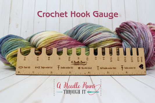 Crochet Hook Gauge. Wood crochet hook gauge tool. Crochet hook measuring gauge. crochet tools. Wooden crochet ruler and hook gauge