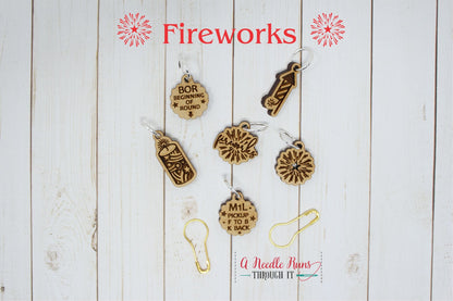 Fireworks Knitalong Stitch marker set, snag free markers, Olive Knits knitalong stitch marker set, 4 day kal, fireworks stitch markers
