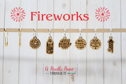Fireworks Knitalong Stitch marker set, snag free markers, Olive Knits knitalong stitch marker set, 4 day kal, fireworks stitch markers