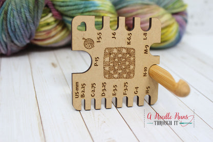 Crochet Hook Gauge. wood crochet hook gauge tool. Crochet hook measuring gauge. crochet tools