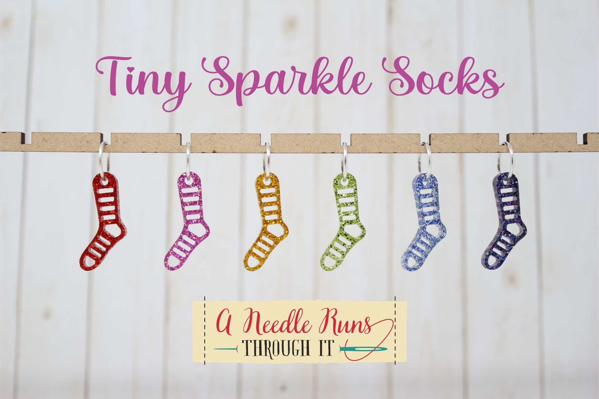 Tiny Sparkle rainbow sock stitch marker set for Knitting and crochet, Stitch markers for knitting, Progress keeper knitting markers