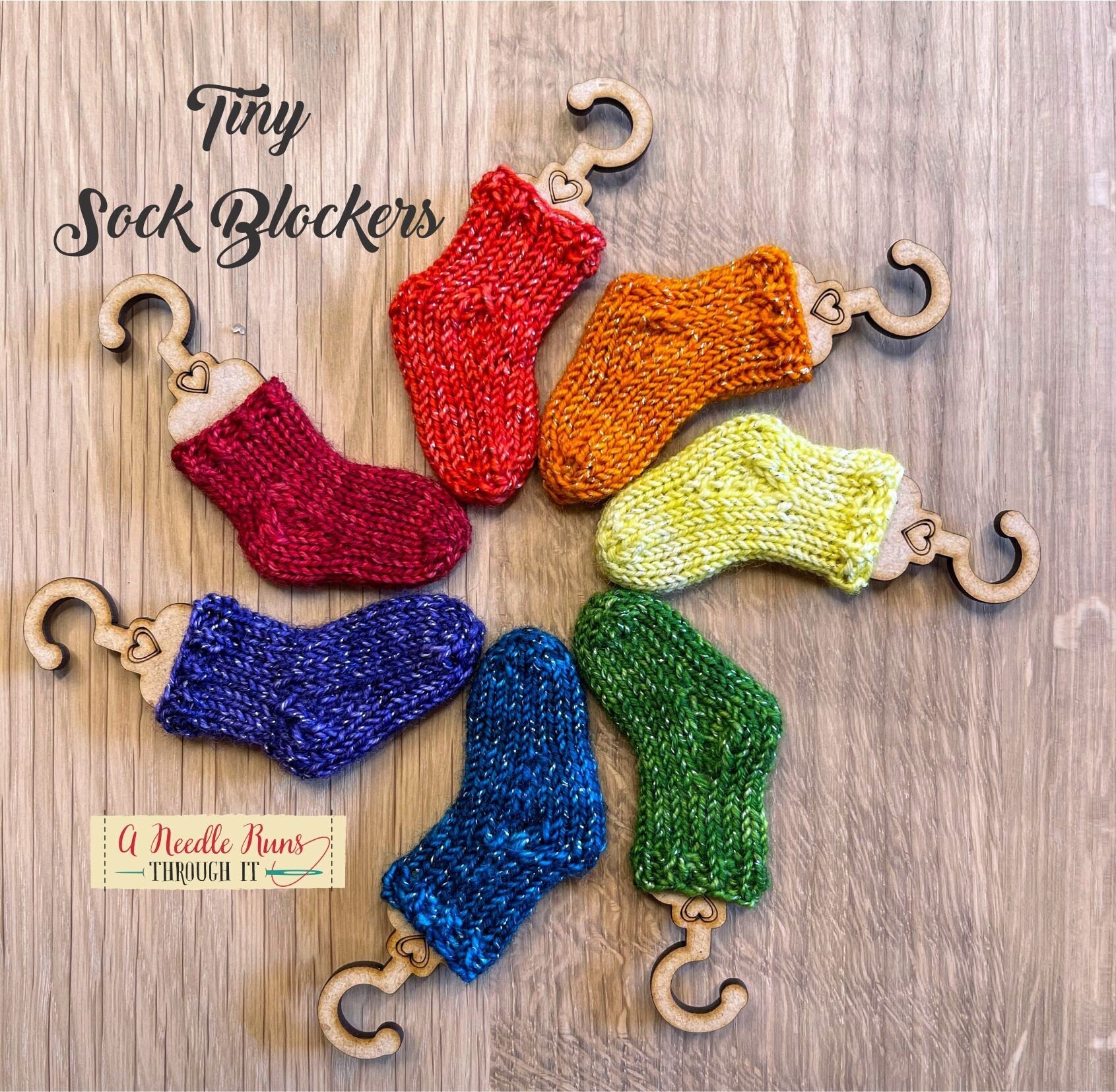 Tiny Sock Blockers hanger for knitted socks ornaments. Ornament sock pattern. Cute ornament wooden hanger for tiny knitted socks
