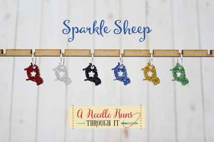 Sparkle Sheep Stitch Markers for Knitting or crochet, cute sheep acrylic stitch markers for knitting. Crochet progress keepers