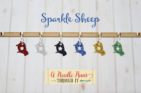 Sparkle Sheep Stitch Markers for Knitting or crochet, cute sheep acrylic stitch markers for knitting. Crochet progress keepers